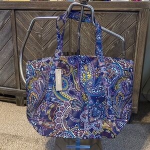 New Chico's Paisley Nylon Tote Bag - Blue and Purple